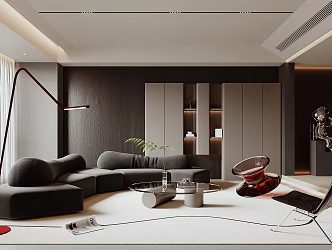 Home Living Room Floor Lamp Gyro Chair Sofa Single Chair Coffee Table Carpet Decoration Sofa Background 3d model