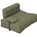 Green Fabric Single Seater Sofa With Backrest Small Cushion And Black Strap 3d model
