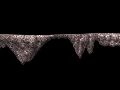 Cartoon Rocky Cliff Scene With Jagged Stone Formation And Dark Background 3d model