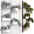 Living Plant Wall Design With Wooden Planters And Various Green Plants For Indoor Home Decor