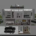 Detached Villa Interior Layout With Bedrooms Living Room Kitchen Garage And Trees
