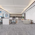 Spacious Bright Modern Public Office Area With Natural Light Orderly Workstations And Cozy Lounge Space