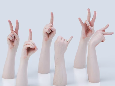 Man Showing Various Hand Gestures With Extended Arms On Light Background 3d model Man Showing Various Hand Gestures With Extended Arms On Light Background 3d model