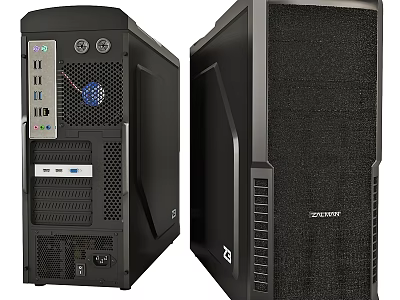 Black Desktop Computer Towers Daily Electrical Appliances with Front Panel Ports and Side Vents 3d model