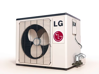 LG Air Conditioner Fan Outdoor Unit With White Design And Black Grille 3d model