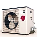LG Air Conditioner Fan Outdoor Unit With White Design And Black Grille