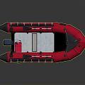 Red Inflatable Boat With Motor Red Seats And Silver Floor