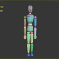 3D Articulated Character With Metallic Blue Green Shine And Jointed Limbs