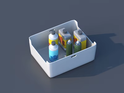 Practical Hardware Tools Storage Tray With Various Colored Bottles And Organized Design 3d model