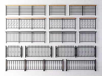 Various Decorative Metal Railings With Different Designs For Home Outdoor Use 3d model