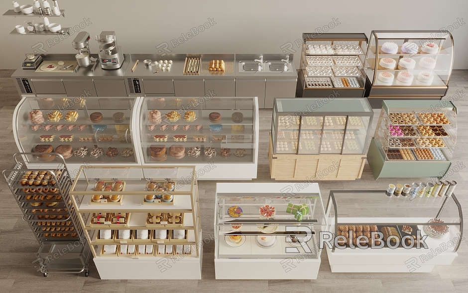 Modern Bread Display Rack Bread Refrigerated Container Bread Shelf Dessert Shop Shelf Bakery Kitchen Equipment model