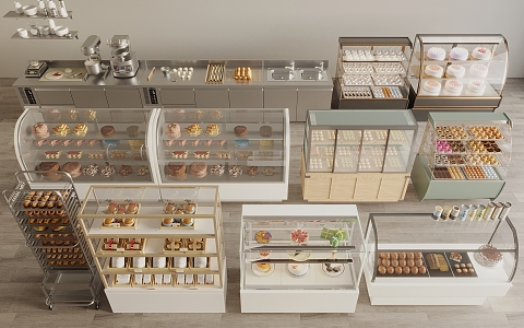 Modern Bread Display Rack Bread Refrigerated Container Bread Shelf Dessert Shop Shelf Bakery Kitchen Equipment 3d model