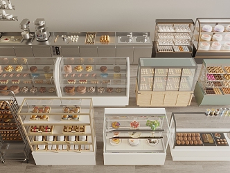 Modern Bread Display Rack Bread Refrigerated Container Bread Shelf Dessert Shop Shelf Bakery Kitchen Equipment 3d model