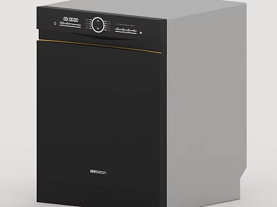 Hisense Black And Gray Kitchen Dishwasher With Control Panel Knob And Buttons Design 3d model
