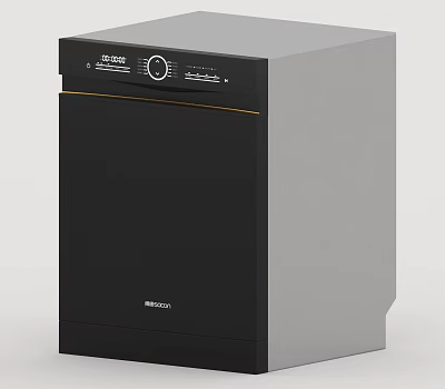 Hisense Black And Gray Kitchen Dishwasher With Control Panel Knob And Buttons Design 3d model