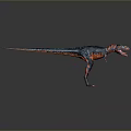 Colorful Blue Black And Orange Red Dinosaur Standing With Open Mouth On Reflective Ground