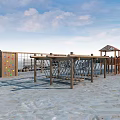 Outdoor Wooden Playground Equipment With Barrel Tunnel Climbing Frames And Rooftop Shelters