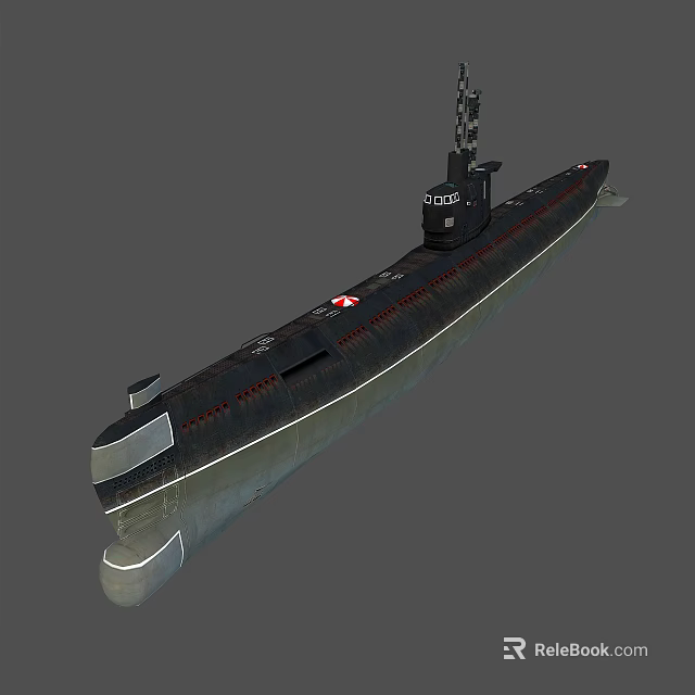 Sleek Black Military Submarine With Conning Tower And Underwater Hull Design 3d model 