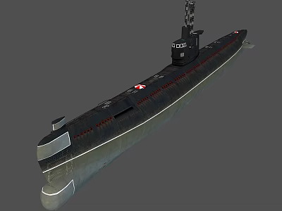 Sleek Black Military Submarine With Conning Tower And Underwater Hull Design 3d model