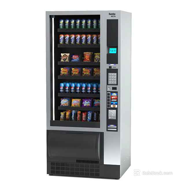 Modern Commercial Vending Machine with Assorted Snacks Drinks and Digital Interface 3d model 