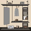 modern cloakroom wardrobe open 3d model