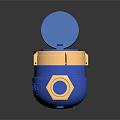 Blue Water Meter with Golden Connectors Open Lid and Clear Dial