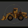 Yellow Construction Loader With Large Front Bucket And Heavy Duty Tires