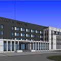 Modern Office Building Exterior With Multiple Windows Entrance And People Standing