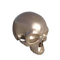 Silver Metallic Skull Sculpture With Polished Surface And Detailed Features 3d model