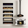 Modern Fireplace Designs With Various Styles Marble Frame And Realistic Flames 3d model