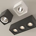 Modern Black and White Square Downlights and Spotlights with Single and Multiple Heads 3d model