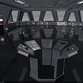 Futuristic Spaceship Control Room With Reflective Floors Illuminated Consoles And Glowing Screens