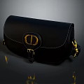 Elegant Black Leather Bag With Golden Buckle And Brand Logo Design