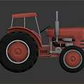 Red Tractor With Open Cab Large Black Wheels And Reflective Surface 3d model