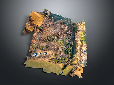 Mountain Terrain Natural Scenery With Vegetation Covered Hills Grassland And Blue Water Features 3d model