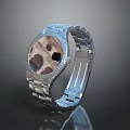 Elegant Silver Watch With Patterned Dial Metal Strap And Reflective Surface