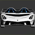 White Convertible Sports Car With Sleek Aerodynamic Design Blue Interior And Black Wheels
