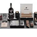 Elegant Lifestyle Essentials With Whiskey Cigars Glasses Notebook Pen And Tray