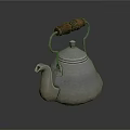 Modern Electric Kettle With Silver Metal Body And Wooden Handle For Kitchen Use