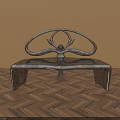 Modern Artistic Public Chair With Curved Metal Structure And Sculptural Backrest