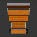 Stepped Bench Design With Orange Wooden Planks Metal Frame And Marble Base