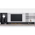 Modern TV Wall Design With White Cabinets Black Section Flat Screen TV And Fireplace
