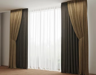 Modern Curtain Gauze Curtain Double Open Curtain 3d model