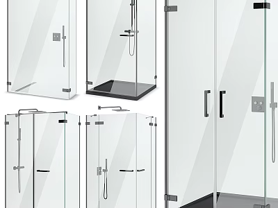 Modern Shower Sauna Enclosures With Transparent Glass Doors And Sleek Handles 3d model
