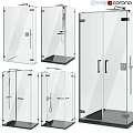 Modern Shower Sauna Enclosures With Transparent Glass Doors And Sleek Handles