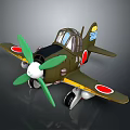 Vintage Style Toy Airplane With Green Propeller Red Marks And Yellow Wings