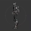 Detailed Futuristic Mechanical Robot Character With Metallic Armor And Glowing Joints 3d model