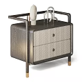 Modern Stylish Bedside Tables With Decorative Patterns Drawers And Metal Frames 3d model