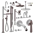 Modern Black Bathroom And Kitchen Faucet Set With Shower Heads And Handles