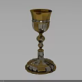 Elegant Household Decorative Cup With Golden Body Silver Base And Tall Stem